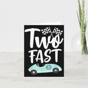 Two Fast 2 Curious 2th Birthday Boy Chequered Card