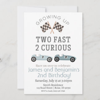 Two Fast 2 Curious Birthday Invitation