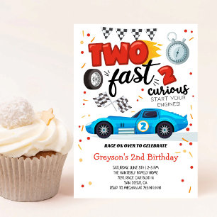 Two Fast 2 Curious Race Car Birthday Invitation