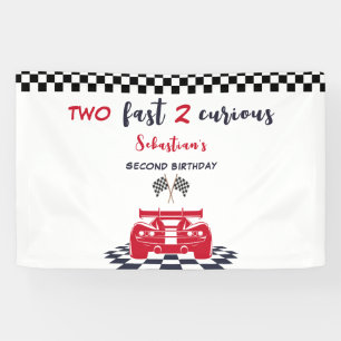 Two fast 2 curious second kids birthday banner