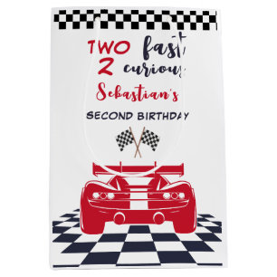 Two fast 2 curious second kids birthday medium gift bag