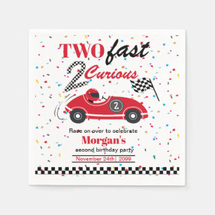 Two Fast 2Curious Red Sports Car Second Birthday Napkin