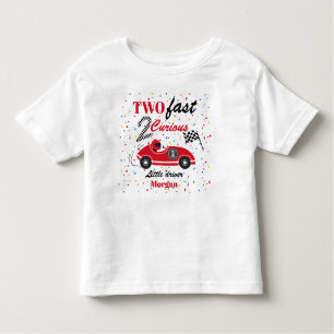 Two Fast 2Curious Red Sports Car Second Birthday Toddler T-Shirt