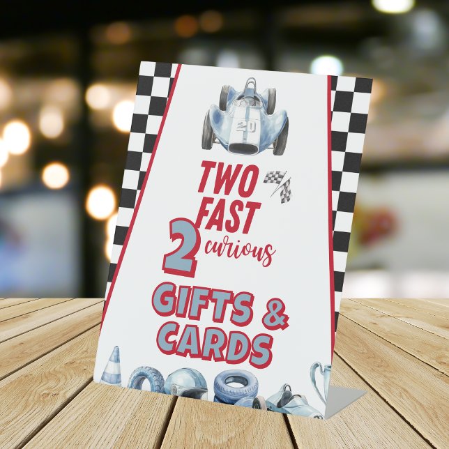 Two Fast 2nd birthday Boy Racing Car Gifts Pedestal Sign (Creator Uploaded)