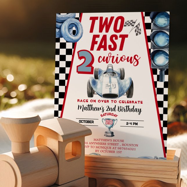Two Fast 2nd birthday Boy Racing Car Invitation (Creator Uploaded)