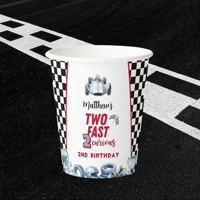 Two Fast 2nd birthday Boy Racing Car  Paper Cups (Creator Uploaded)