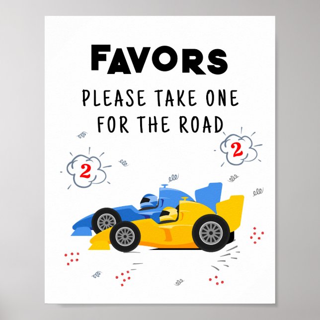 Two Fast 2nd Birthday Favours Sign (Front)
