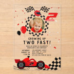 Two Fast 2nd Birthday Kids Cute Red Racing Car Acrylic Invitations<br><div class="desc">Two Fast 2nd Birthday Kids Cute Red Racing Car Acrylic Invitation features a cute red racing car with the text "Growing Up Two Fast!" in modern black typography script accented a red racing car, helmet, chequered flags, balloons, confetti and the number 2. Add your favourite photo in the frame. Perfect...</div>