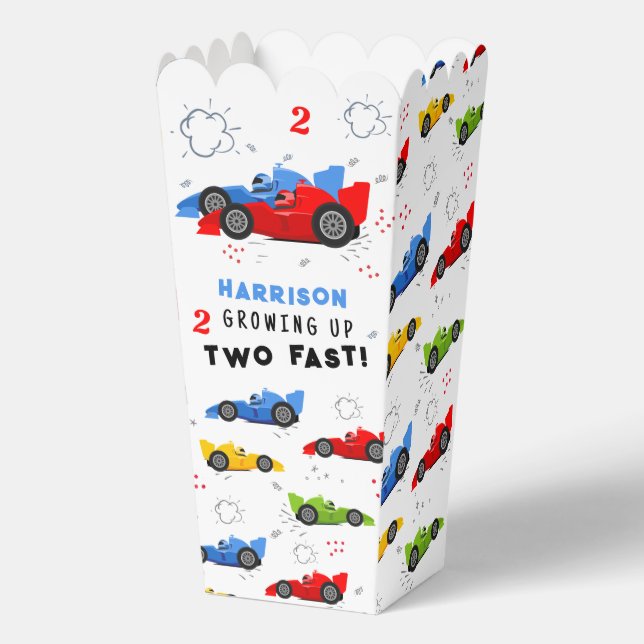 Two Fast 2nd Birthday Kids Racing Cars Custom Favour Box (Front)