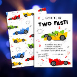 Two Fast 2nd Birthday Kids Racing Cars Invitation<br><div class="desc">Two Fast 2nd Birthday Kids Racing Cars Invitation features cute and colourful racing cars with the text "Two Fast" in modern black typography script accented with the number 2 and doodles. Perfect for kids second birthday party celebrations. Send in the mail or simply download the shareable downloadable digital invitation. Designed...</div>