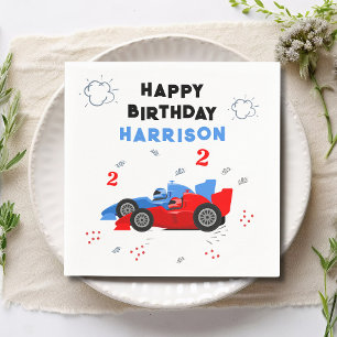 Two Fast 2nd Birthday Kids Racing Cars Name Napkin