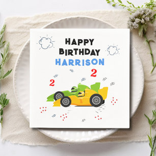 Two Fast 2nd Birthday Kids Racing Cars Name Napkin