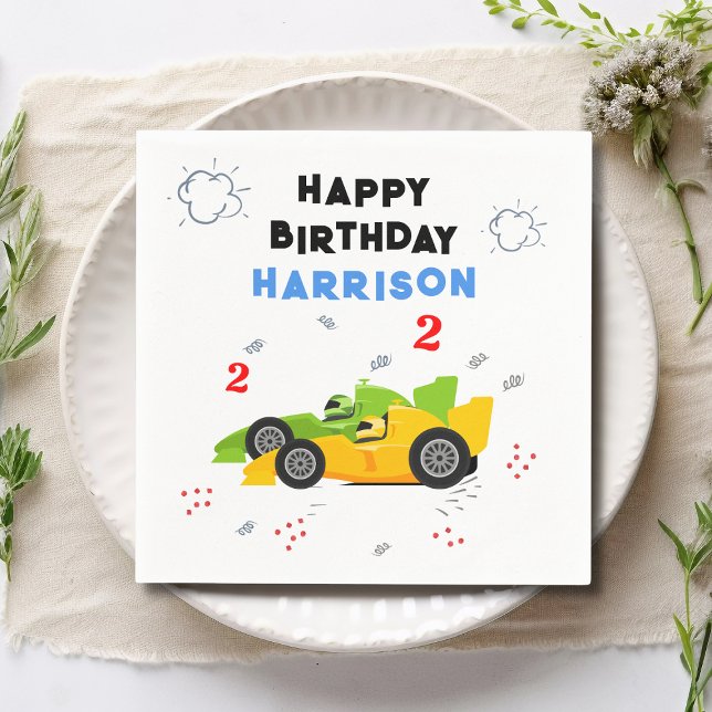 Two Fast 2nd Birthday Kids Racing Cars Name Napkin (Creator Uploaded)