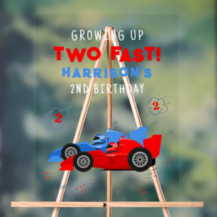 Two Fast 2nd Birthday Kids Racing Cars Welcome Acrylic Sign