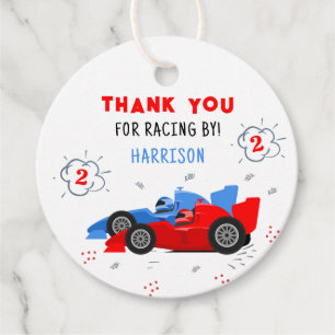 Two Fast 2nd Birthday Racing Cars Thank You Favour Tags