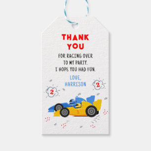 Two Fast 2nd Birthday Racing Cars Thank You Gift Tags