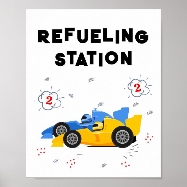 Two Fast 2nd Birthday Refueling Station Table Sign (Front)