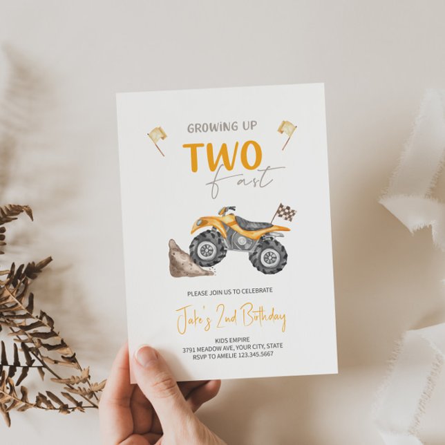 TWO Fast 4 Wheeler Quad Bike Birthday Invitation  (Creator Uploaded)