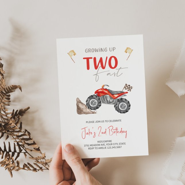 TWO Fast 4 Wheeler Quad Bike Birthday Invitation  (Creator Uploaded)