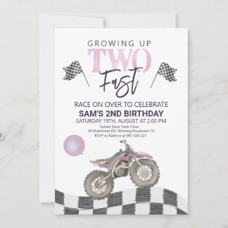 Two Fast Birthday Dirt bike theme Invitation. Invi Invitation