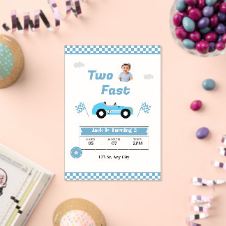 Two Fast Birthday Invitation for Boy | Race Car