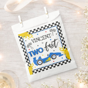Two Fast Birthday Party Blue Race Car 2nd Birthday Favour Bags