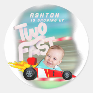 Two Fast Birthday Party Classic Round Sticker