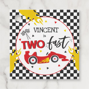 Two Fast Birthday Party Red Race Car 2nd Birthday Favour Tags