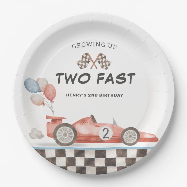 Two Fast Birthday Racecar 2nd Lap Paper Plate (Front)
