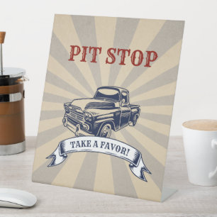 Two Fast Boy 2nd Birthday Car Theme Vintage Favour Pedestal Sign