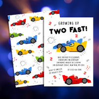Two Fast Colourful Racing Cars 2nd Birthday