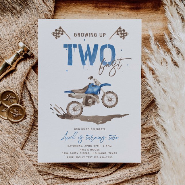 TWO Fast Dirt Bike Birthday Invitation (Creator Uploaded)