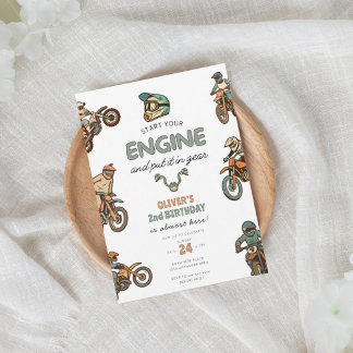 Two fast, dirt bike boy 2nd birthday invitation