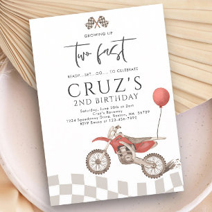 Two Fast Dirt Bike Boy Birthday Yellow Invitation
