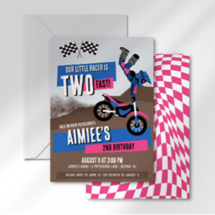 Two Fast Dirt Bike Motocross Second Birthday Invitation