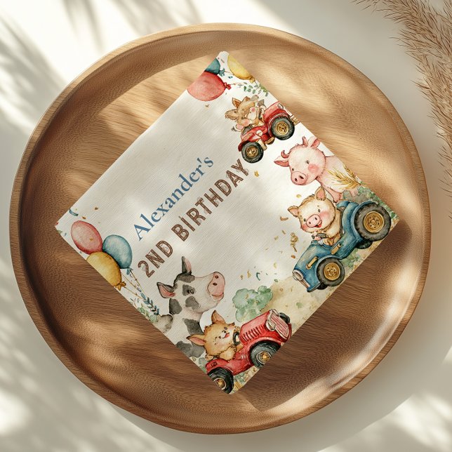 Two Fast Farm Animals 2nd Birthday Napkin (Creator Uploaded)