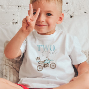 TWO Fast Light Blue Dirt Bike Birthday T-shirt
