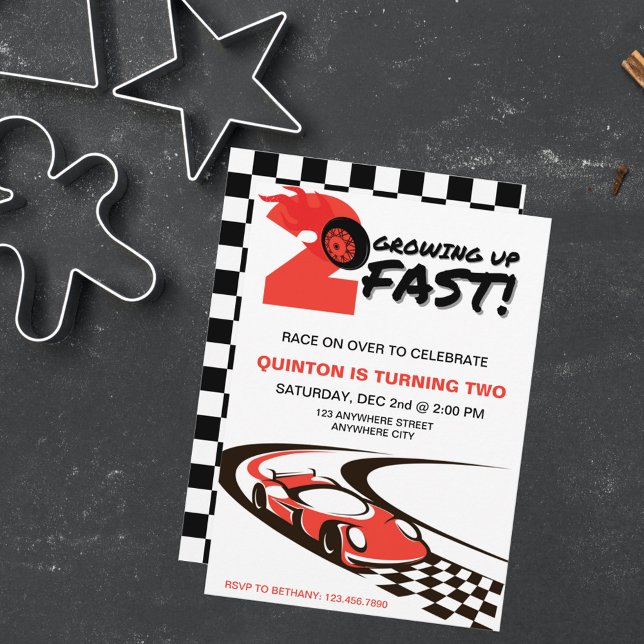 Two Fast Party Race Car 2nd Birthday Party Invitation (Creator Uploaded)