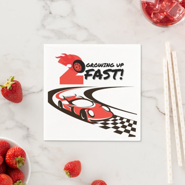 Two Fast Party Race Car 2nd Birthday Party Napkin (Insitu)