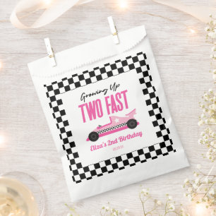 Two Fast Pink Race Car 2nd Birthday Party Favour Bags