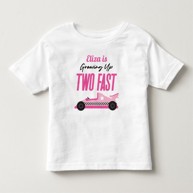 Two Fast Pink Race Car 2nd Birthday Party Toddler T-Shirt (Front)