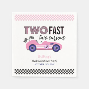Two Fast Pink Race Car Second Birthday  Napkin