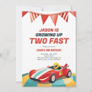 Two Fast Race Car 2nd Birthday Invitation