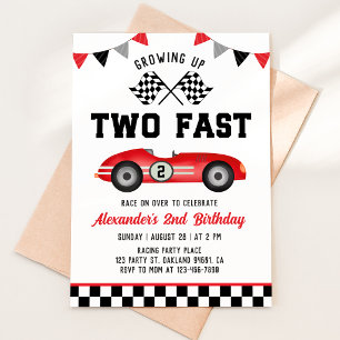 Two Fast Race Car 2nd Birthday Invitation