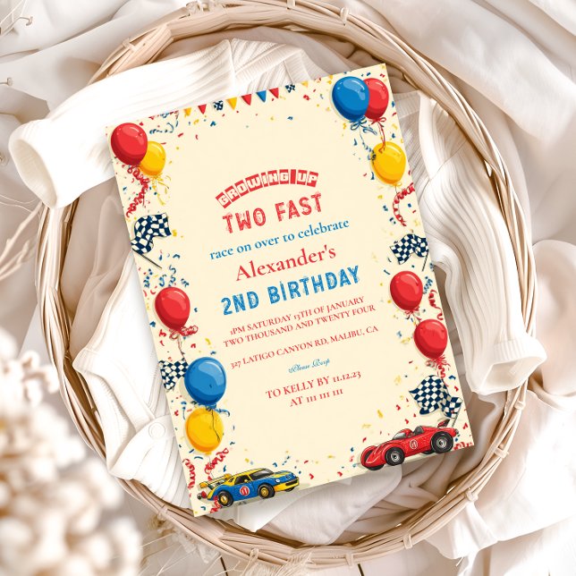 Two Fast Race Car 2nd Birthday Invitation (Creator Uploaded)