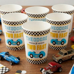 Two Fast Race Car 2nd Birthday Party Paper Cups