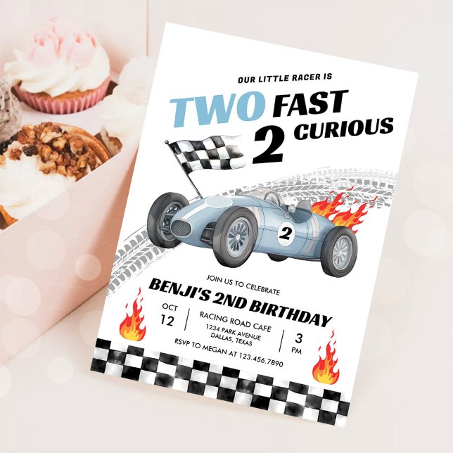 Two Fast Race Car 2nd Birthday Racing Invitation (Creator Uploaded)