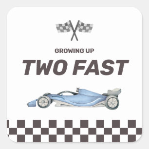 Two Fast Race Car 2nd Boy's Birthday Square Sticke Sticker