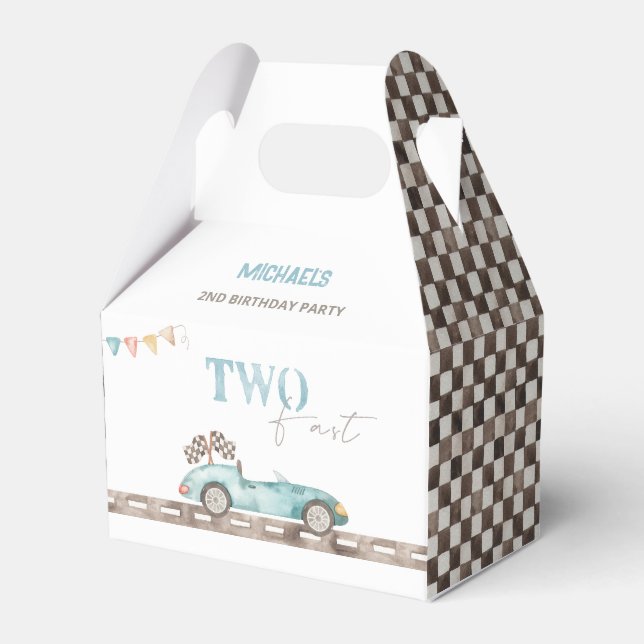 TWO Fast Race Car Birthday Favour Box (Front Side)