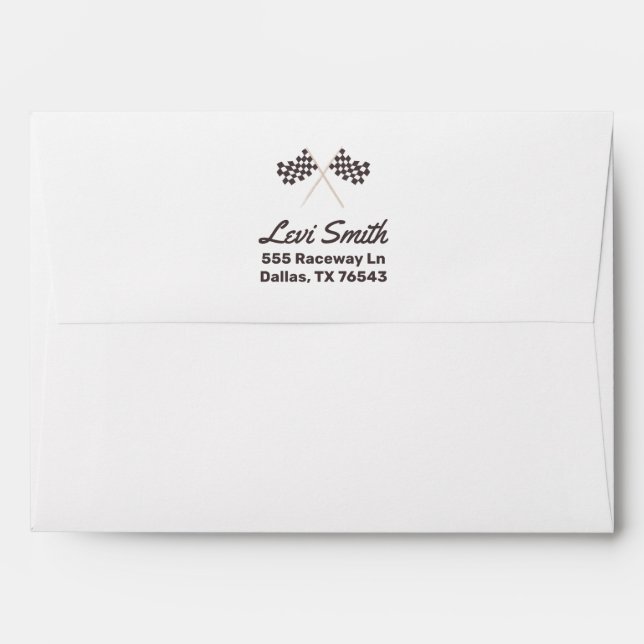Two Fast Race Car Birthday Party Invitation Envelope (Back (Top Flap))